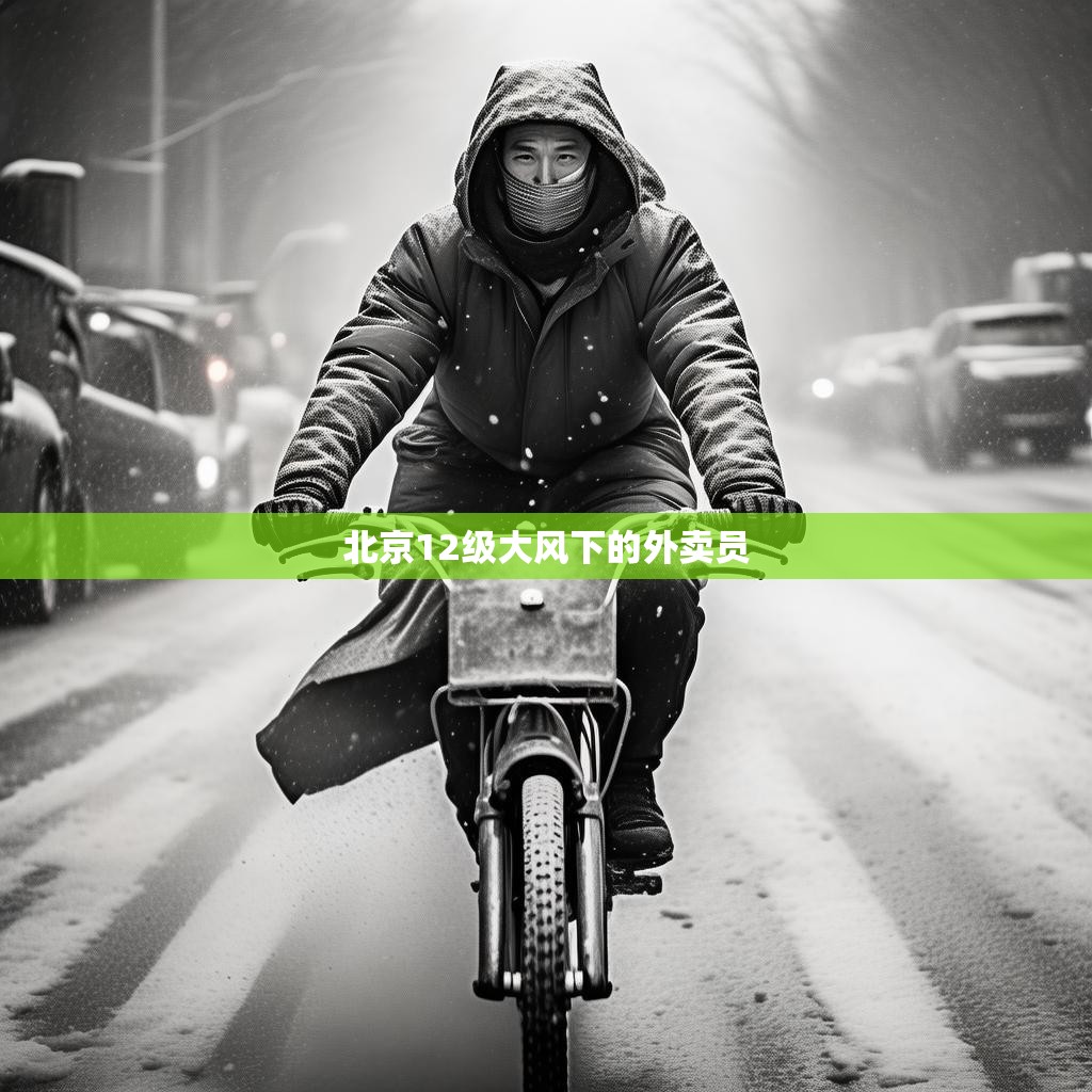 北京12级大风中的外卖员