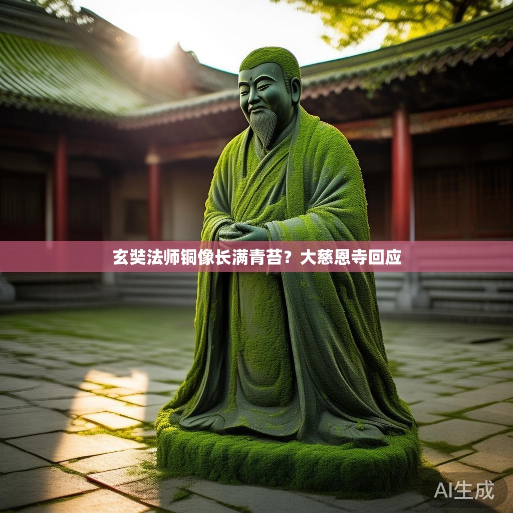玄奘法师铜像长满青苔?大慈恩寺回应 玄奘法师铜像长满青苔?大慈恩寺回应