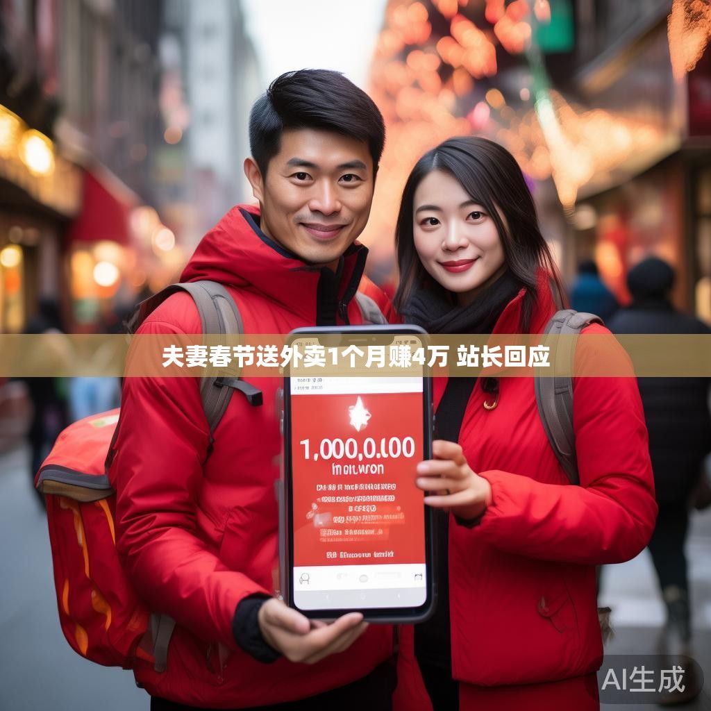 夫妻春节送外卖1个月赚4万 站长回应